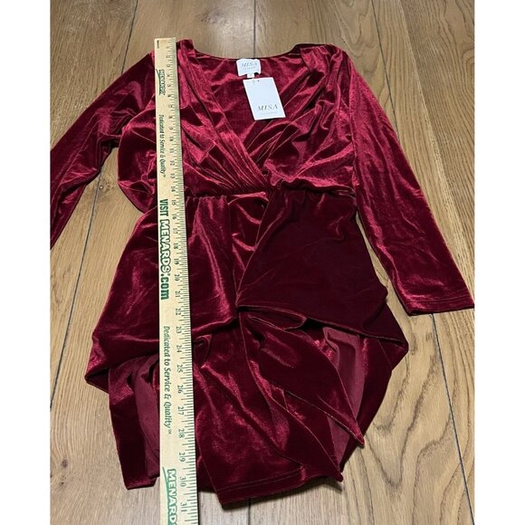 MISA Los Angeles Felt Runched Mini Dress Red Size Small Small Party Preppy - Picture 3 of 8